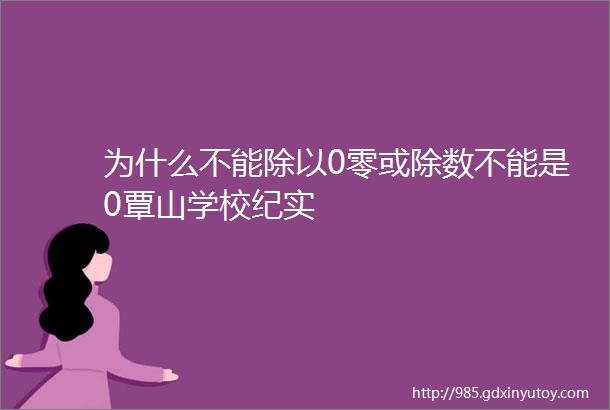 为什么不能除以0零或除数不能是0覃山学校纪实