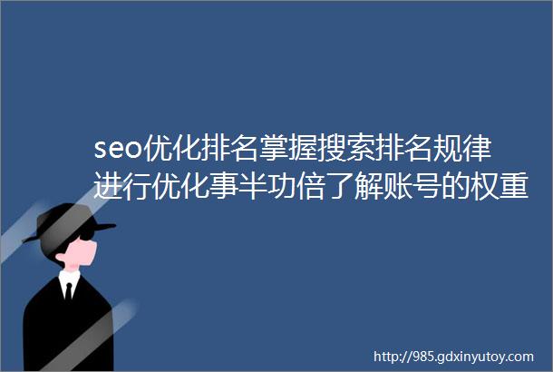 seo优化排名掌握搜索排名规律进行优化事半功倍了解账号的权重很重要