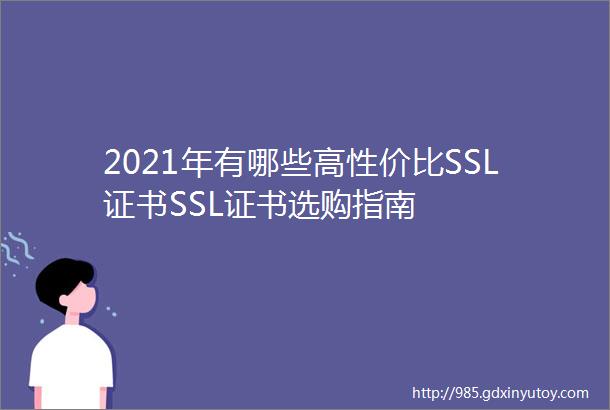 2021年有哪些高性价比SSL证书SSL证书选购指南